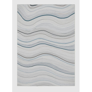 GINZA SIX Machine Woven Polyester Area Rug in Seafoam