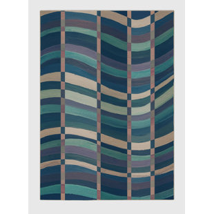GINZA SIX Machine Woven Polyester Area Rug in Deep Sea