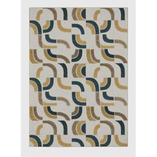 GINZA SIX Machine Woven Polyester Area Rug in Fall Leaf