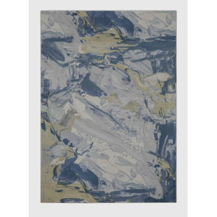 GINZA SIX Machine Woven Polyester Area Rug in Pale Blue