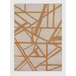 GINZA SIX Machine Woven Polyester Area Rug in Gold