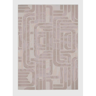 GINZA SIX Machine Woven Polyester Area Rug in Lilac Ash