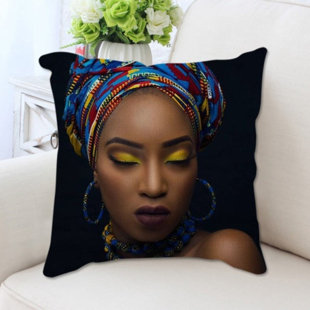 HOUSE OF AVANA Home Decor African Woman Portrait Plush Pillow Cover