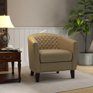 WILLISTON FORGE Boney Faux Leather Barrel Chair