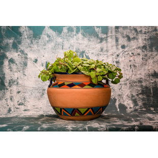 TIERRA FIRME 14 in. Multi-Color Talavera Chata Planter