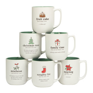 CERTIFIED INTERNATIONAL Christmas Fun Green Sayings Set of 6 Mug 16 oz. asst.