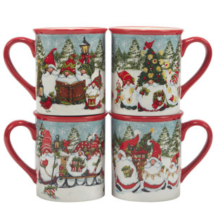 CERTIFIED INTERNATIONAL Christmas Gnomes Set of 4 Mug 16 oz. asst.