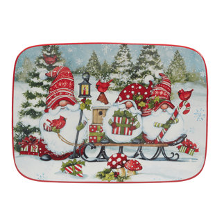 CERTIFIED INTERNATIONAL Christmas Gnomes Rectangular Platter 14" x 10"