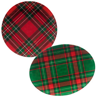 CERTIFIED INTERNATIONAL Christmas Plaid 2pc Platter Set