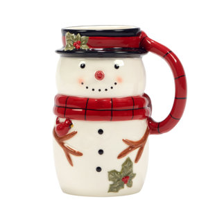 CERTIFIED INTERNATIONAL Joy of Christmas Set of 4 3-D Mug -Snowman