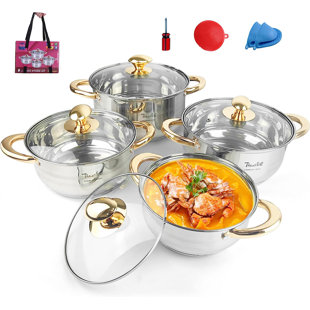 CG INTERNATIONAL TRADING 14.4 Quarts Non-Stick Stainless Steel Pot Set