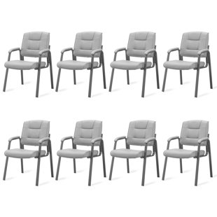 NAOMI HOME Stackable Faux Leather Chair with Metal Frame for Reception, Conference, and Lobby Spaces (Set of 8)