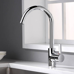 BELFRY KITCHEN Modern Mono Chrome Kitchen Sink Mixer Taps 360°Swivel Head Single Lever Faucet