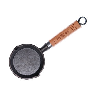 WANGYUANJI 4.33'' Nonstick Cast Iron Wok for Induction Cooking, Perfect for Frying Beef Chicken Pancakes