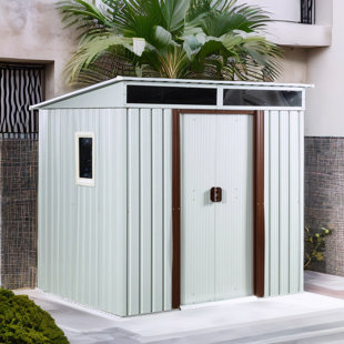 HOWCOOLMALL 6 ft. W x 5 ft. D Storage Shed,Outdoor Metal Shed with Window Transparent Plate