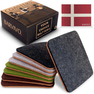 BARVIVO Cork Square 8 Piece Coaster Set