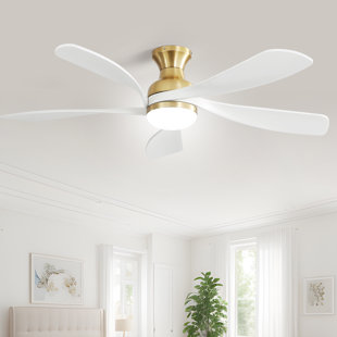 IVY BRONX 52" Damecia 5-Blade Gold Modern Ceiling Fan with LED Light and Remote Control