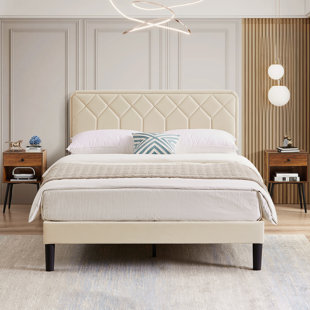 GEORGE OLIVER Johnny Steel Upholstered Platform 3 Piece Bedroom Set (Set of 3)