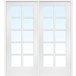 MMI DOOR 48'' x 80'' Solid + Manufactured Wood Glass French Doors
