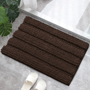 EBERN DESIGNS Faddis Soft Striped Rectangle Absorbent Non-Slip Bath Rug