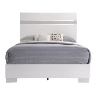 PLETHORIA Kontos White High Gloss Queen Panel Bed
