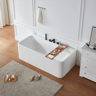 PENSEN 71'' x 31.5'' Freestanding Soaking Solid Surface Bathtub