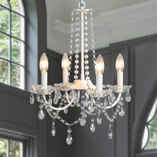 HOUSE OF HAMPTON® Elinka 4 - Light 16"W Glamorous Elegant Crystal & Metal Classic Chandelier with Crystal Accents — Perfect for Dining Rooms, Living Rooms & Luxe - Themed Bedrooms