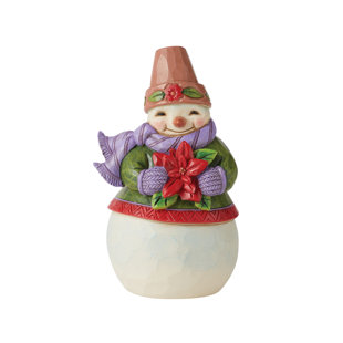 Jim Shore Heartwood Creek Pint Sized Snowman Poinsettia Christmas Figurine 5in H