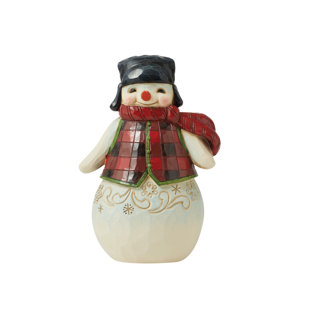 Jim Shore Heartwood Creek Pint Sized Snowman in Plaid Christmas Figurine 5in H