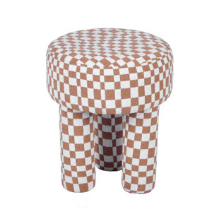 TOV FURNITURE UK 35.6cm Wide Round Chequered Standard Ottoman