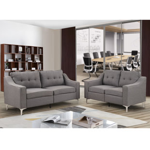 BONZY HOME 2-Piece Modern Contemporary Style Apartment Sofa & Loveseat Fabric Living Room Set