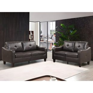 BONZY HOME 2-Piece Office Reception Sofa & Loveseat Leather Living Room Set