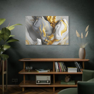 " Gold, White, And Gray Liquid Fluid Modern " by Nulook Home And Design