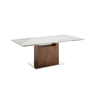 CASABIANCA FURNITURE Olivia Extendable Genuine Marble Pedestal Dining Table