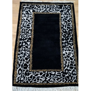 AMERICAN HOME RUG CO. African Safari Solid Color Handmade Tufted Wool Black Area Rug