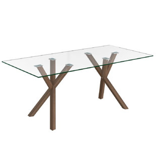 ORREN ELLIS Nessie Glass Top Metal Base Dining Table