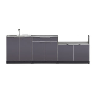 NEWAGE PRODUCTS Outdoor Kitchen Aluminum 104" W x 23" D x 44.3" H 3-Piece Modular Cabinet Set