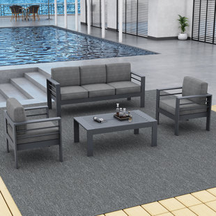 EBERN DESIGNS Searl 4 Piece Sofa Seating Group with Cushions