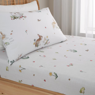 BIANCA COTTON Bunny Rabbit Friends Pure Cotton Fitted Sheet