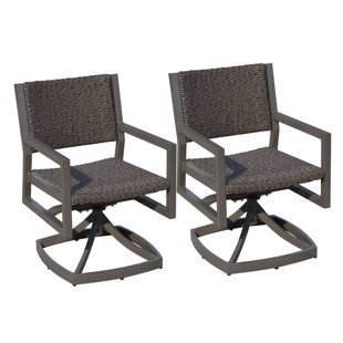COURTYARD CASUAL FURNITURE Metal Outdoor Dining Armchair with Cushion (Set of 2)