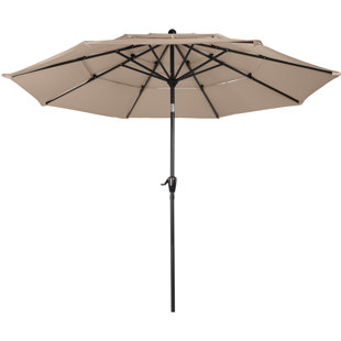 WADE LOGAN® Bettine 10' Market Patio Umbrella - 3-Tiered Sunshade with Push Button Tilt and Easy-Open Crank - Outdoor Umbrella for Deck, Yard, or Pool by Pure Garden