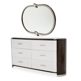 MICHAEL AMINI Paris Chic 6 Drawer 70.5'' W Double Dresser with Mirror