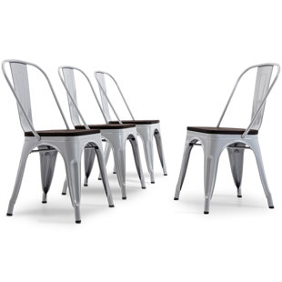 WILLISTON FORGE Linzy 33.5'' H Metal Stacking Side Chair (Set of 4)