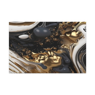 NULOOK HOME AND DESIGN Black, White And Gold Abstract Art Collection " Luminous Symphony;Luminous Symphony "
