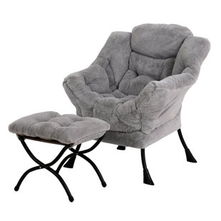 GROVELANE Abramson Lazy Chair with Ottoman, Modern Lounge Accent Chair with Armrests and a Side Pocket