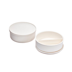 iDesign Plastic Small Round Divided Fridge and Freezer Storage Container Set with Lids, Coconut (Set of 2)