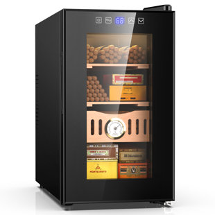LINKEWODE Electric Cigar Humidor Cooling With Spanish Cedar Wood Shelves & Hygrometer