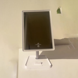 IMPRESSIONS VANITY · COMPANY Charmed Tri Tone LED Makeup Mirror with Phone Holder, Tabletop Desk Mirrors with Metal Stand