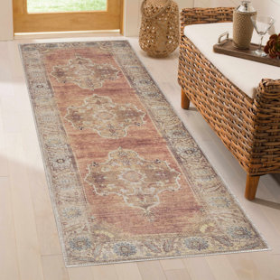 BUNGALOW ROSE Oribelle Machine Washable Oriental Brown/Beige Area Rug