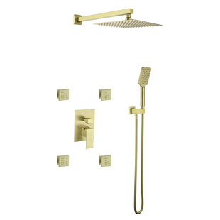 RBROHANT 10" Full Body Shower Jets System in Wall, 4 Sprayer Jets, Brass Rainfall Luxury Shower System with Rough-in Valve